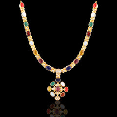 Classic Navaratna Diamond Necklace_JCDJNC5010