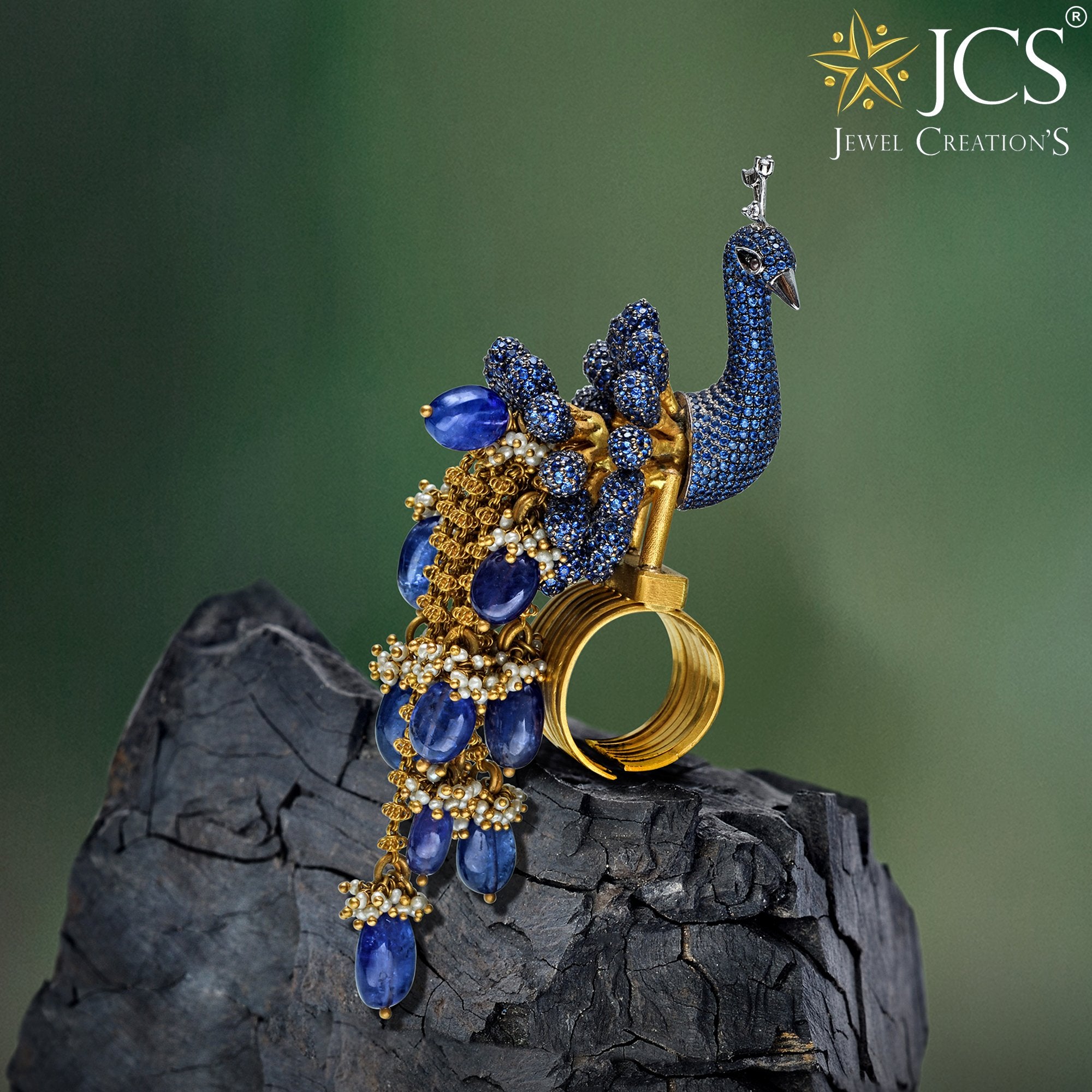 Intricate Dancing Peacock Pearl Ring – Kavita Jewels