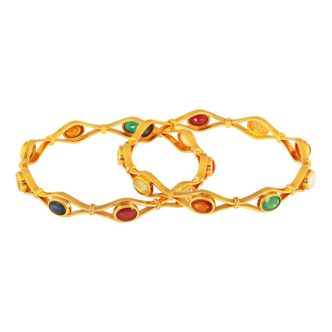 Elegantly Wavy Navaratna Bangle_JDB4033