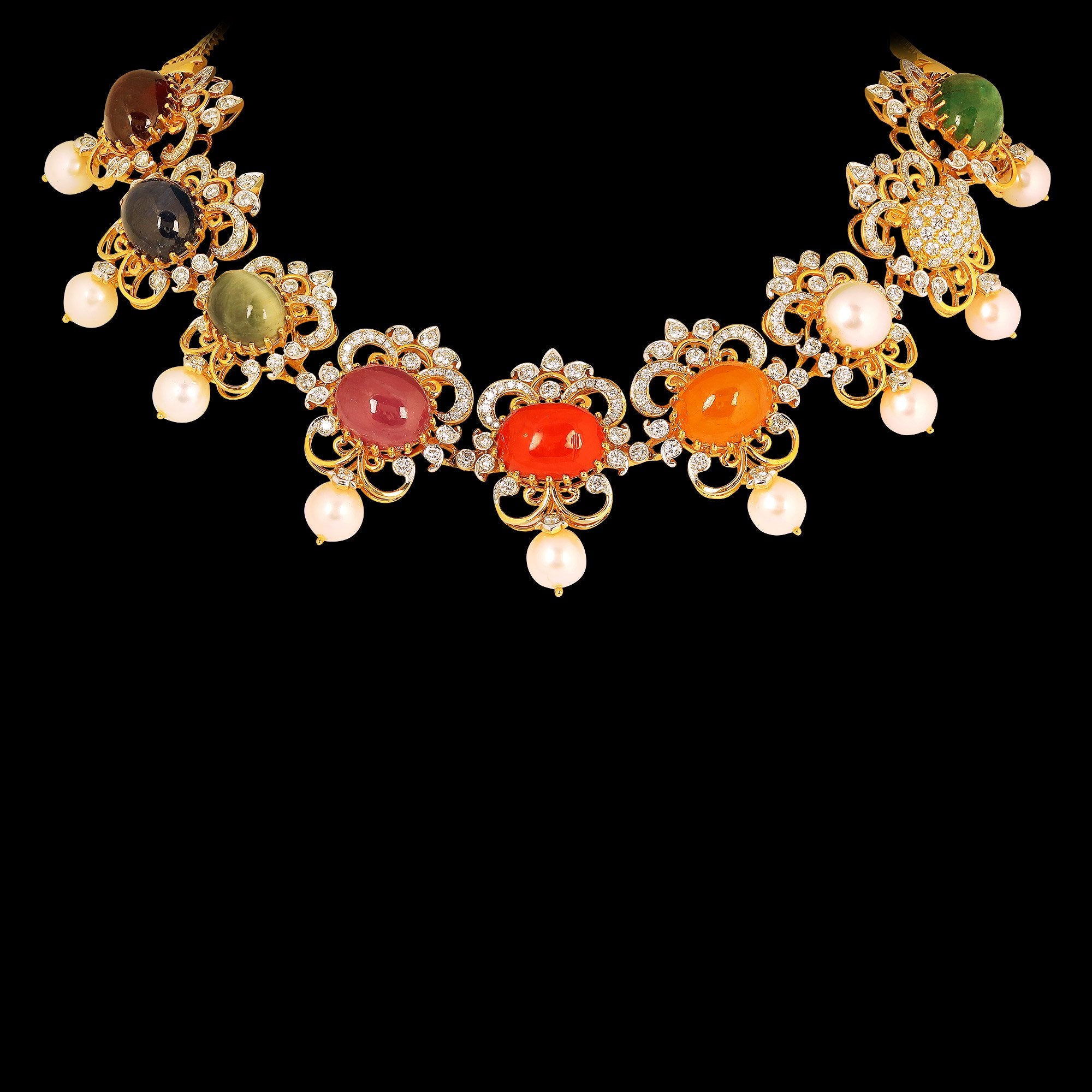 Navaratna Diamond Necklace_JDN5012