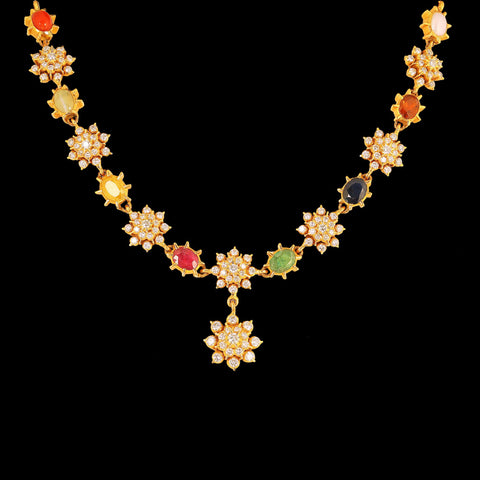 Glamours Navaratna Diamond Necklace_JDN5013