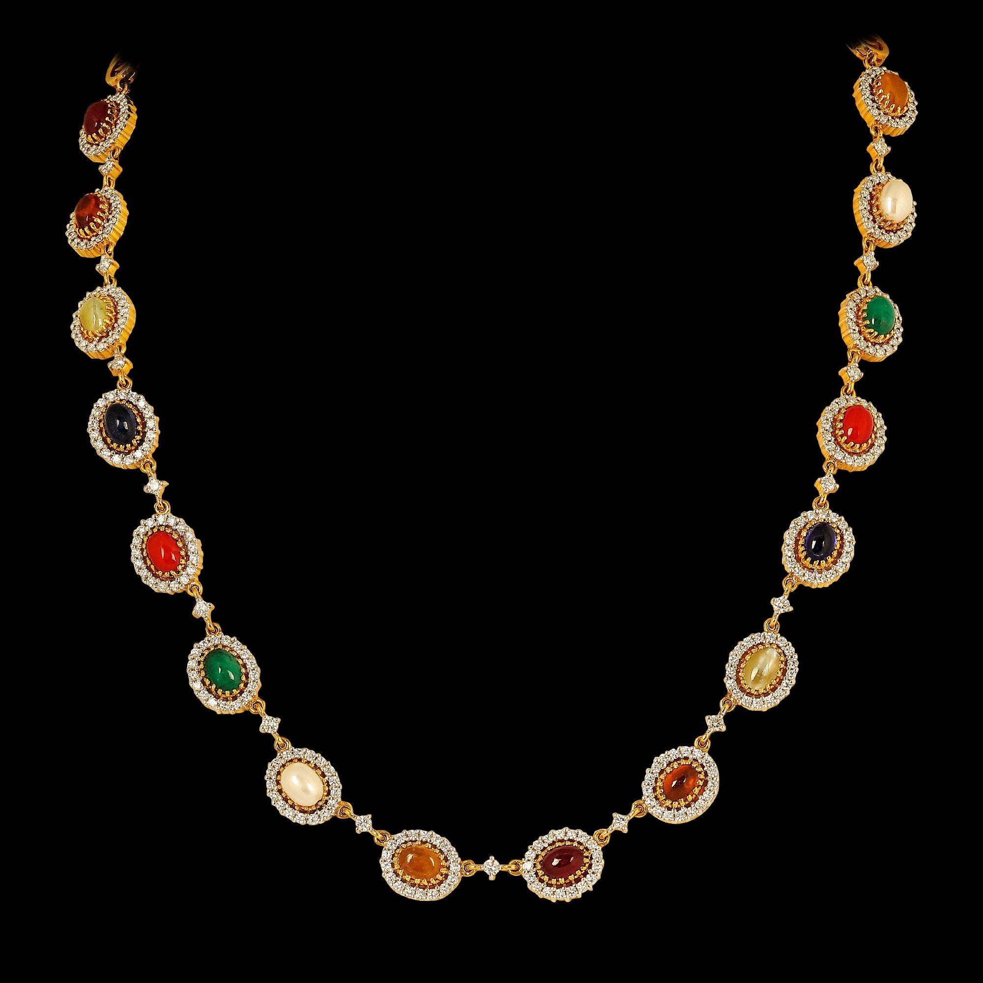 Splendid Navaratna Diamond Necklace_JDN5016