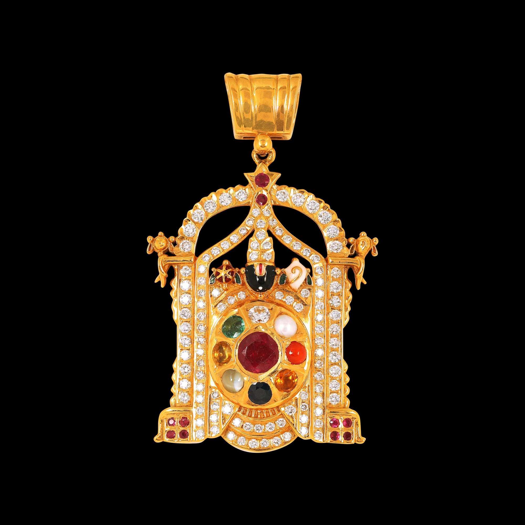Navratna Lord Balaji Diamond Pendent_JDP3001