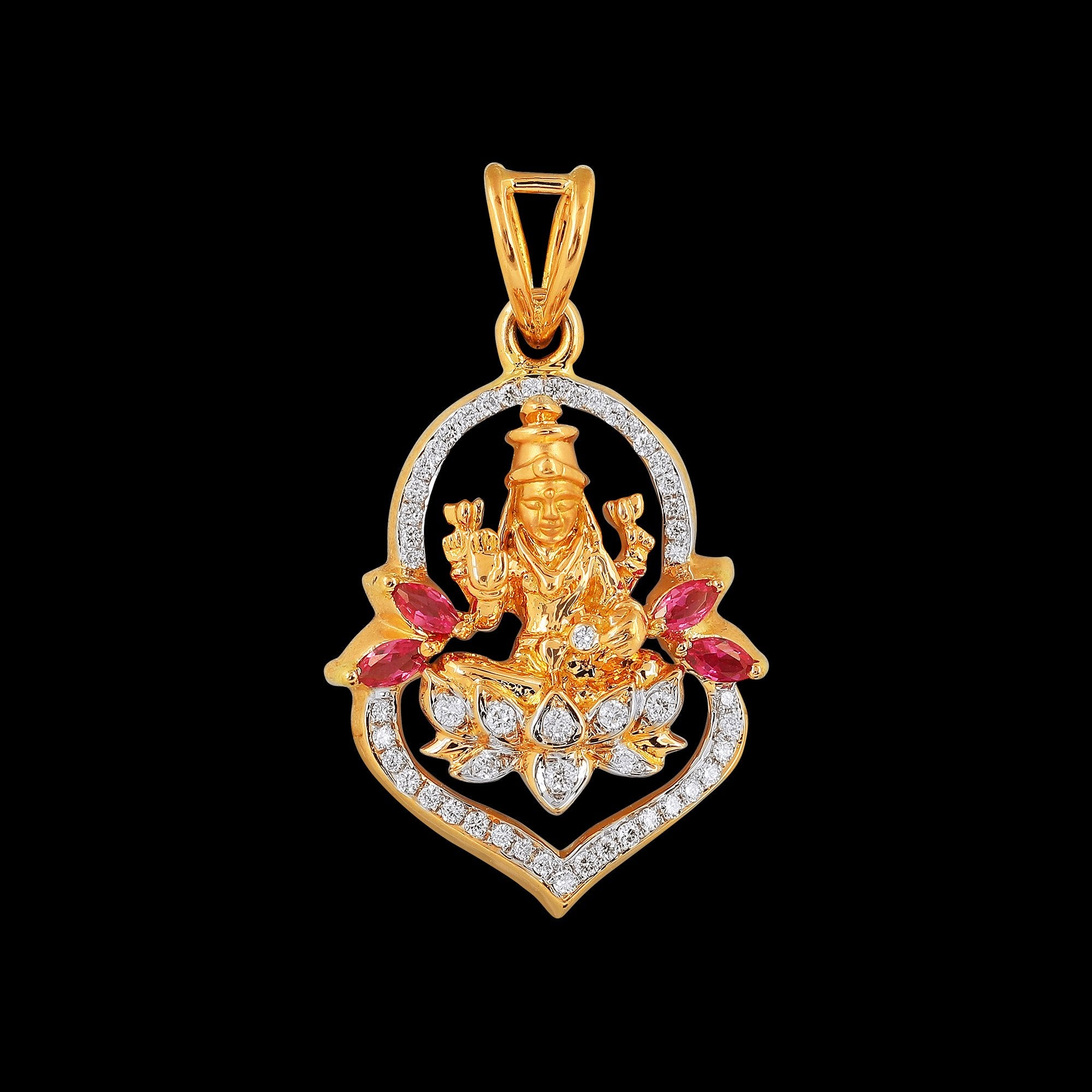 Encrusted Goddess Lakshmi Diamond Pendant_JDP3015