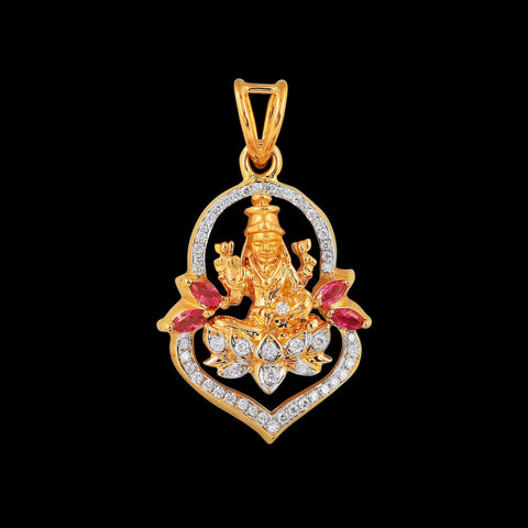 Encrusted Goddess Lakshmi Diamond Pendant_JDP3015