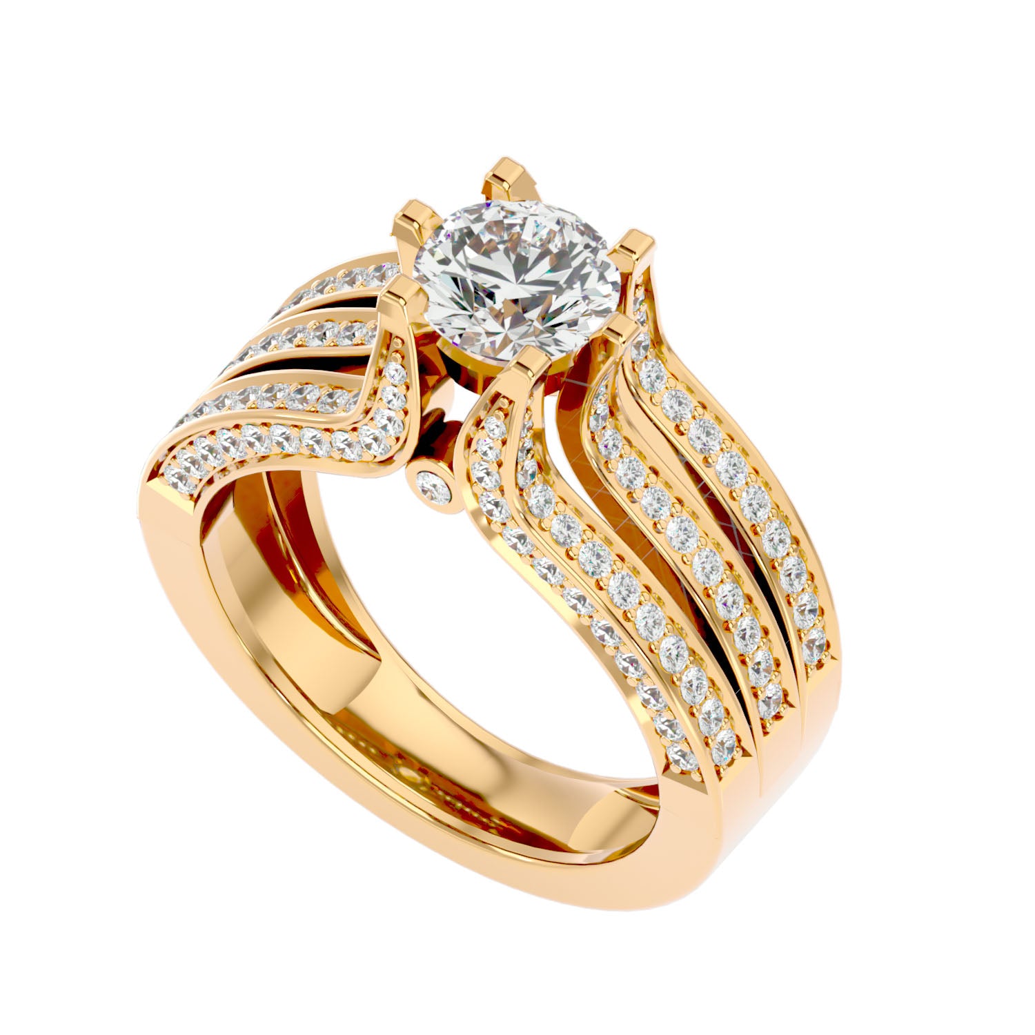 Tri-Band Solitaire Ring _JDSR1016