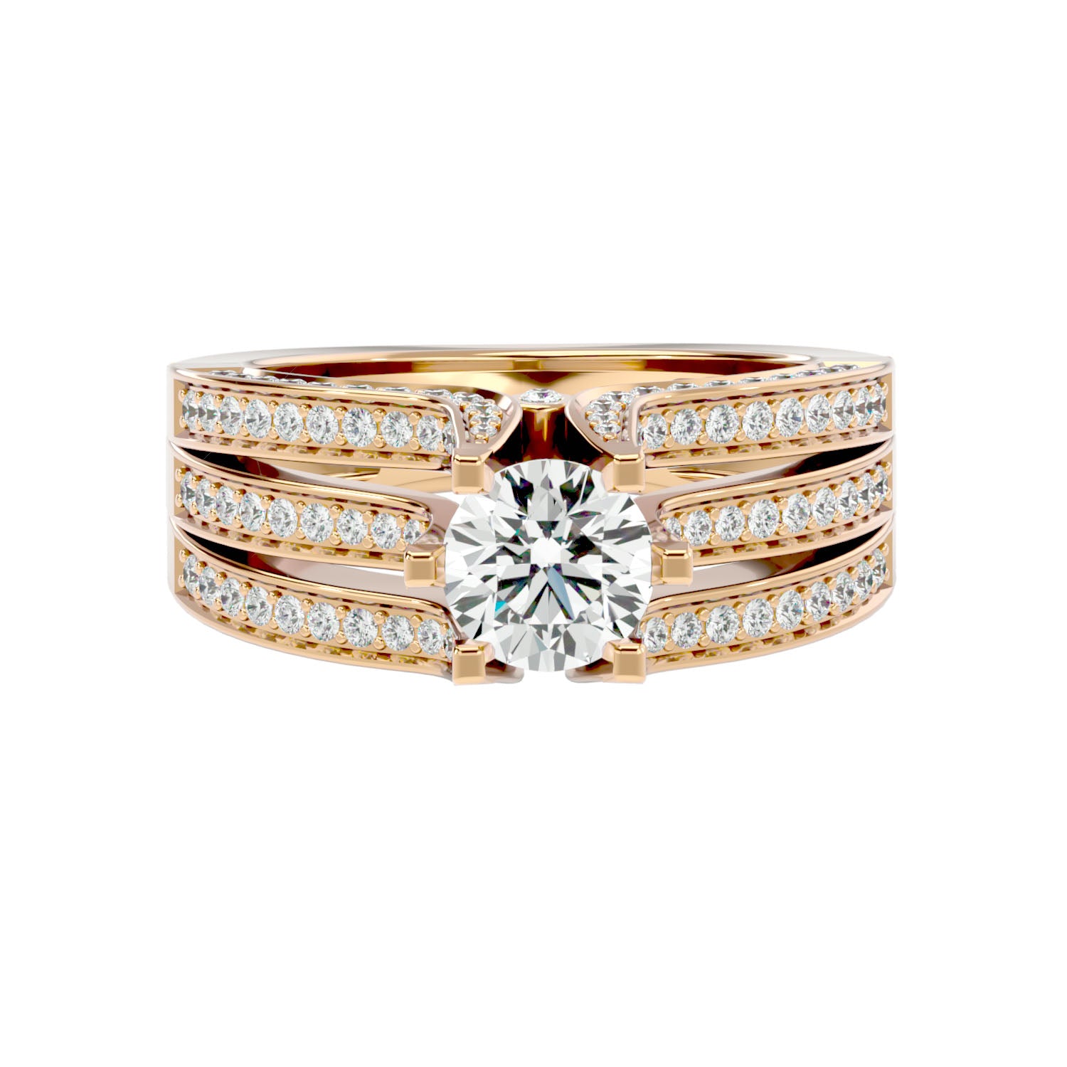Tri-Band Solitaire Ring _JDSR1016
