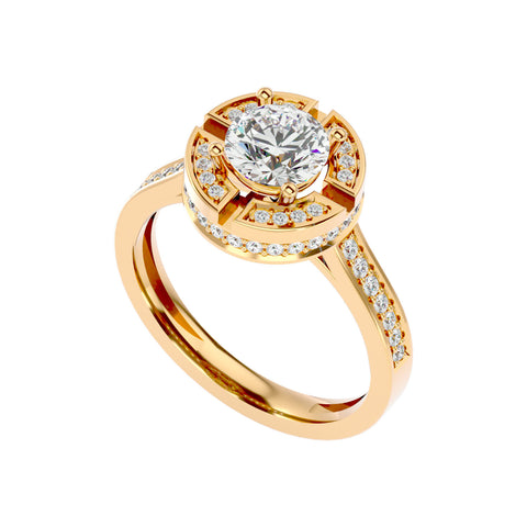 Four Pillar Round Solitaire Ring _JDSR1022