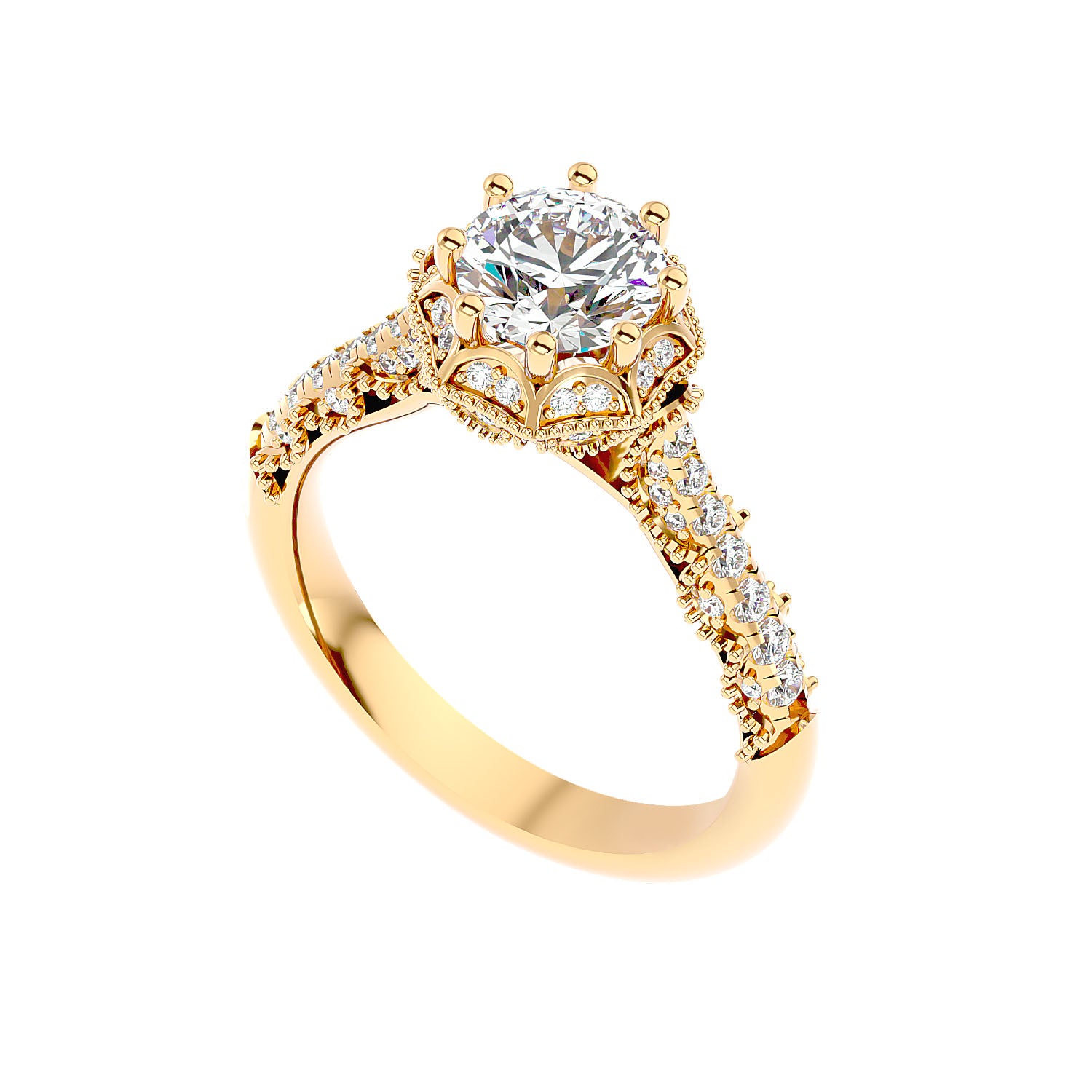 Pentagon Halo Solitaire Ring _JDSR1028