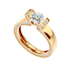 Gold Band Encrusted Solitaire Ring _JDSR1031