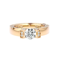 Gold Band Encrusted Solitaire Ring _JDSR1031