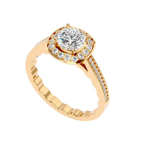 Square Halo Solitaire Ring _JDSR1034