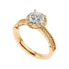 Round Halo Solitaire Ring _JDSR1035