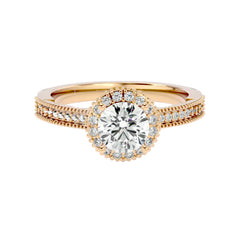 Round Halo Solitaire Ring _JDSR1035