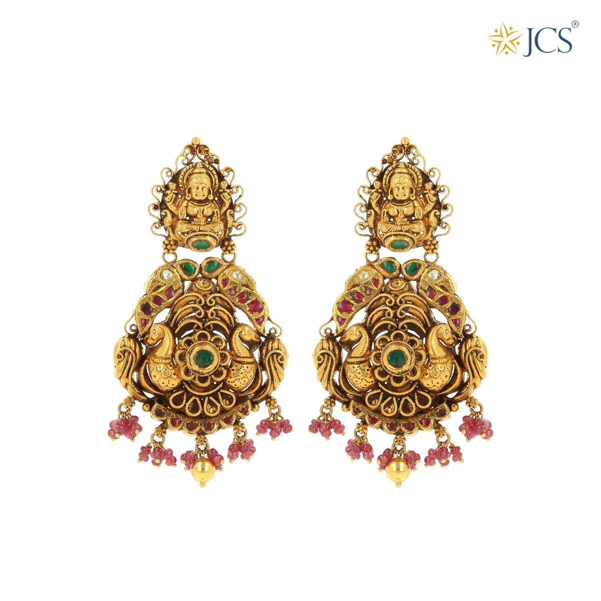 DESIGNER MATTE FINISH LAKSHMI EARRINGS UTV769 – Urshi Collections