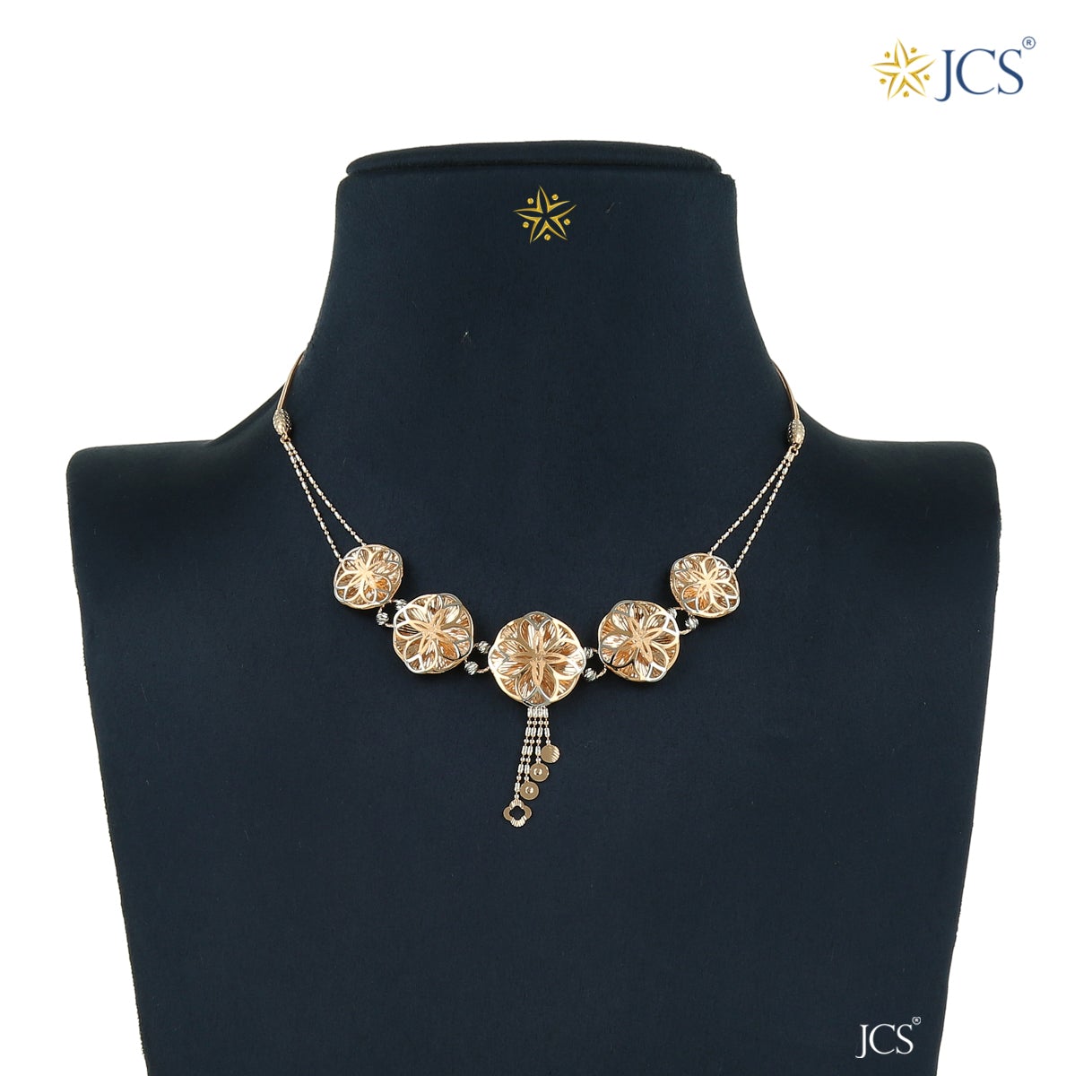 Elegant Floral Gold Necklace Set_JGNS5019