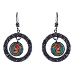 Painted Ganesha Silver Earring_JSE2063